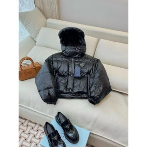 프라다패딩 리나일론 컨버터블 크롭 패딩