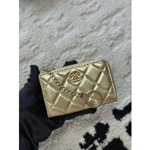 샤넬 클래식 메탈릭 CC로고 키링 지퍼 카드지갑