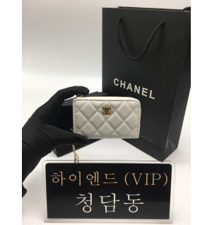 샤넬 클래식 캐비어 CC로고 키링 지퍼 카드지갑