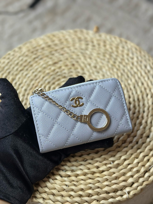샤넬 클래식 캐비어 CC로고 키링 지퍼 카드지갑