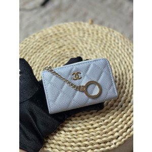 샤넬 클래식 캐비어 CC로고 키링 지퍼 카드지갑