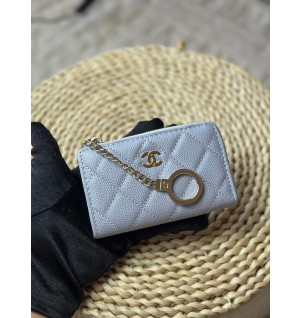 샤넬 클래식 캐비어 CC로고 키링 지퍼 카드지갑