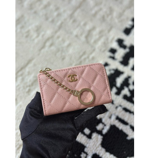 샤넬 클래식 캐비어 CC로고 키링 지퍼 카드지갑