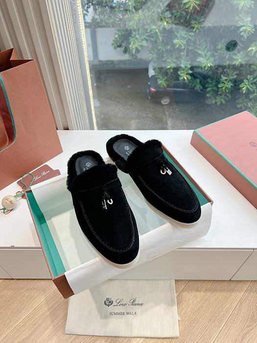 로로피아나 썸머워크 뮬 퍼 블로퍼 은장