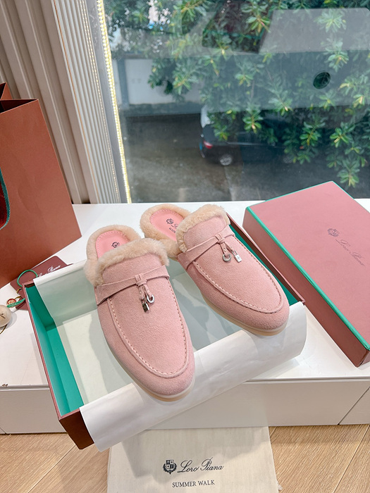 로로피아나 썸머워크 뮬 퍼 블로퍼 은장