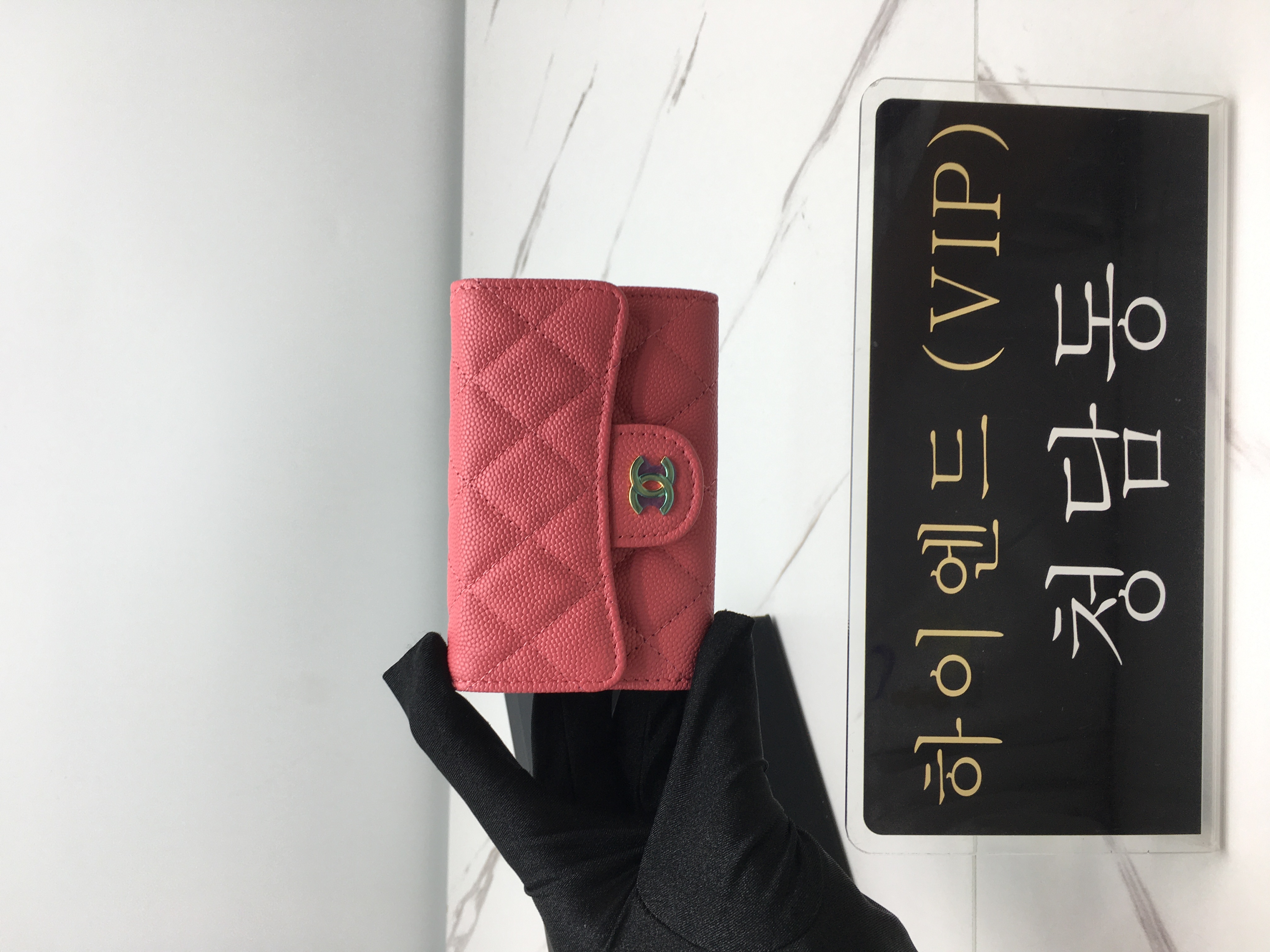 샤넬 클래식 캐비어스킨 카드지갑