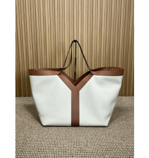 생로랑 Y 카바스 레더 토트 숄더백