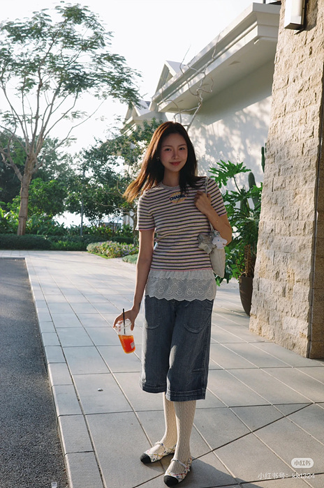 샤넬 25P 스트라이프 반팔