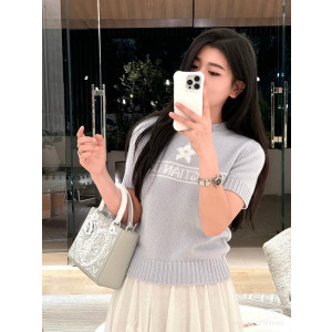 디올 캐시미어 울 니트 반팔