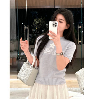 디올 캐시미어 울 니트 반팔