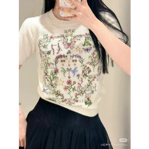 디올 자수 반팔 니트티