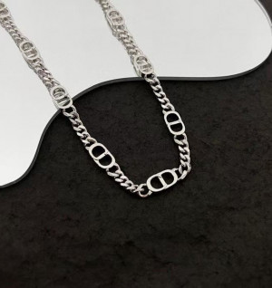 디올 남성 목걸이 CD Icon 슬림 체인 링크 목걸이 (컬러 화이트골드)