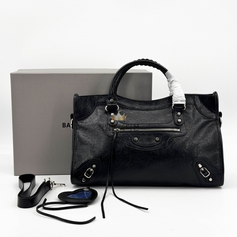 발렌시아가 르 시티 미디움 백 블랙 (은장)