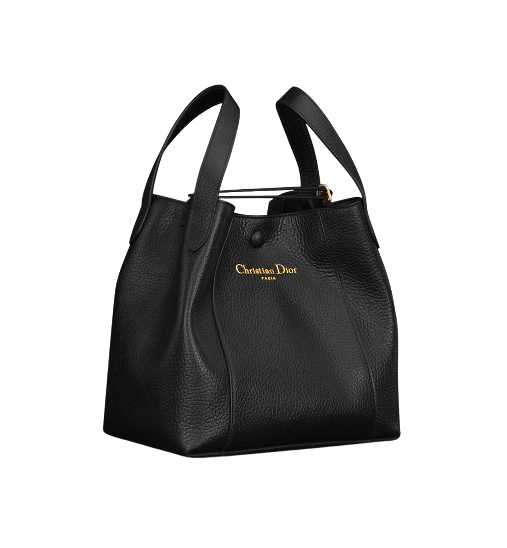 디올 SIGNATURE 미디엄 버킷백 블랙 그레인 카프스킨