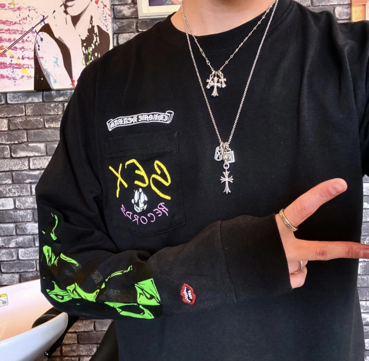 크롬하츠 매티 보이 레코드 플레임 롱 슬리브 (남녀공용)