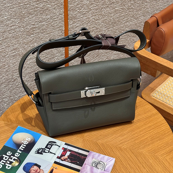 에르메스 켈리 메신저백 올수공 (컬러 베르 그리) (Renewal ver.)