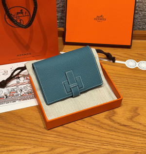 에르메스 뉴 H 파상 앱송 반지갑 올수공 (컬러 뉴 블루진)