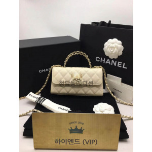 샤넬 25SS 체인 탑핸들 플랩백 CC로고 체인 미니백 폰홀더 베이지 샴페인골드 AP3238