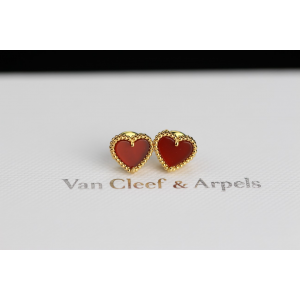 반클리프 카넬리언 하트 귀걸이 옐로우골드