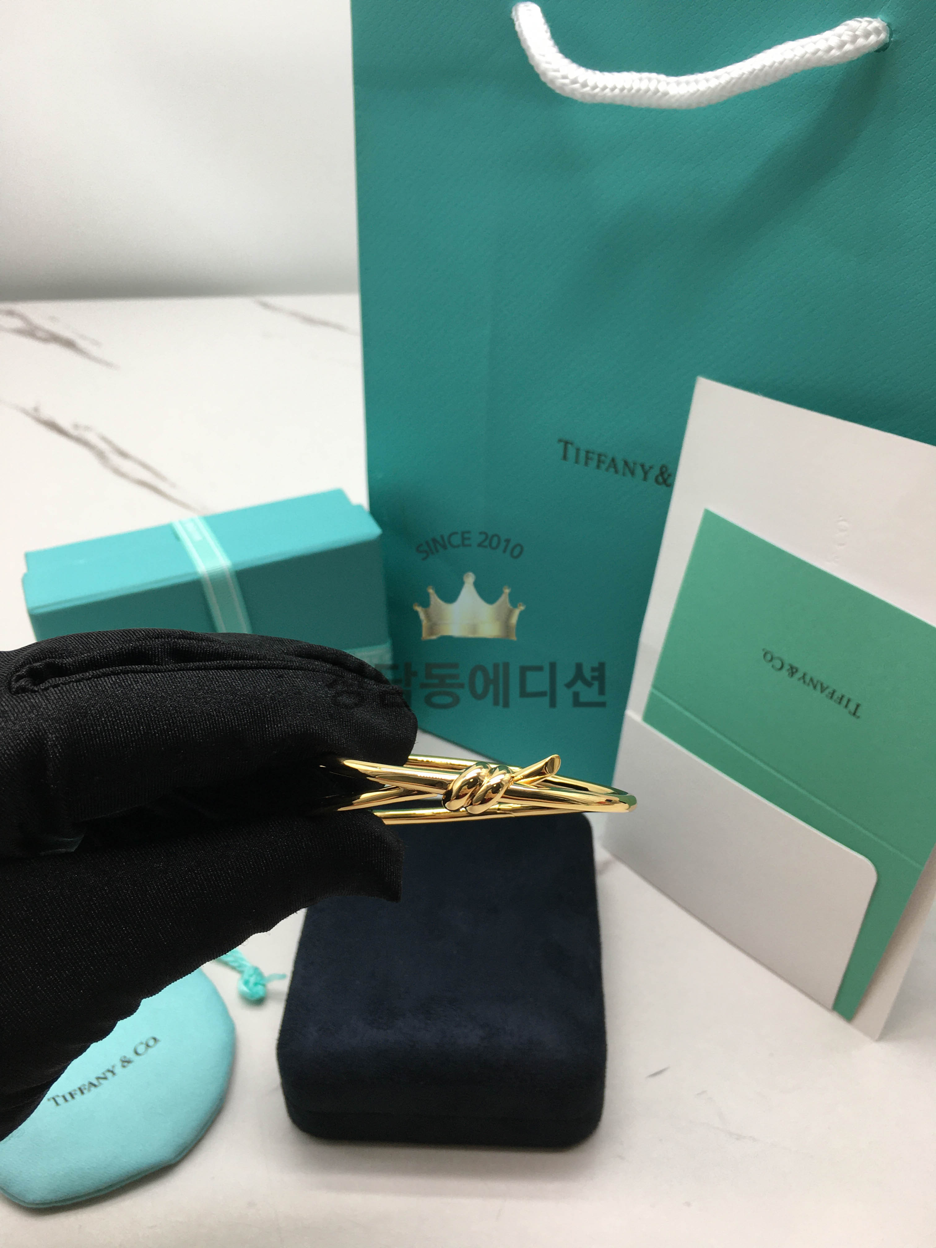 티파니 노트 더블 로우 힌지드 뱅글 (컬러 로즈골드, 옐로우골드)