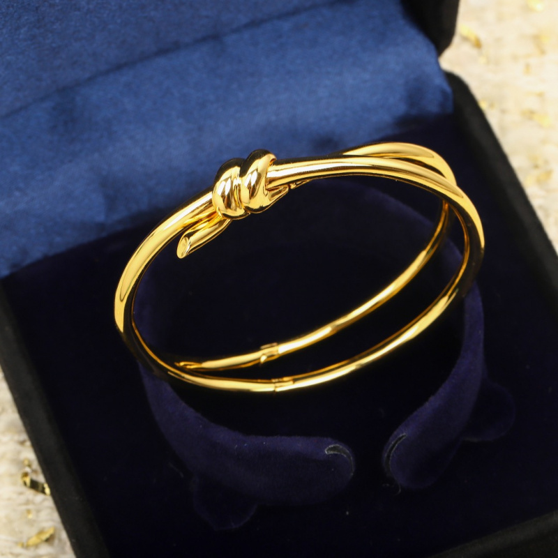 티파니 노트 더블 로우 힌지드 뱅글 (컬러 로즈골드, 옐로우골드)