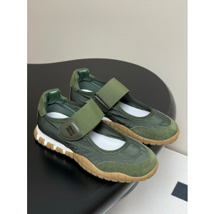 미우미우 타이어 테크니컬 패브릭 스웨이드 발레리나 스니커즈