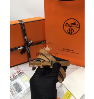 에르메스 미니 콘스탄스 앱송 레더 벨트 리버서블 골드 1.3cm