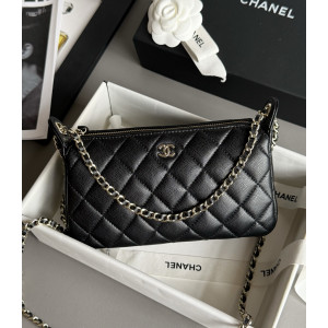 샤넬 25A 체인 미니 숄더백 직사각 체인 스트랩 캐비어 블랙 AP4704