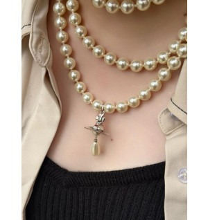 비비안웨스트우드 쓰리 로우 펄 드롭 초커