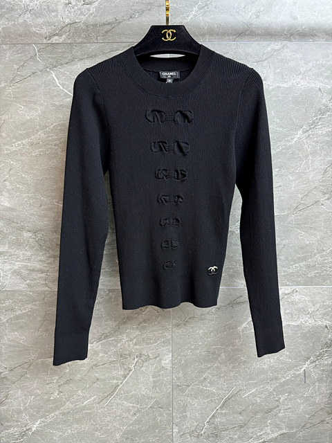 샤넬 니트 긴팔 (컬러 블랙, 아이보리)