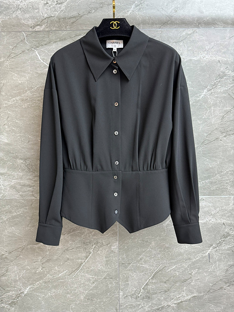 샤넬 클래식 블랙 셔츠 블라우스 (컬러 차콜, 아이보리)