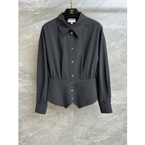 샤넬 클래식 블랙 셔츠 블라우스 (컬러 차콜, 아이보리)