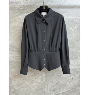 샤넬 클래식 블랙 셔츠 블라우스 (컬러 차콜, 아이보리)