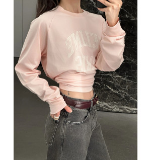 셀린느 파리 로고 긴팔 티셔츠 (컬러 핑크, 블랙)