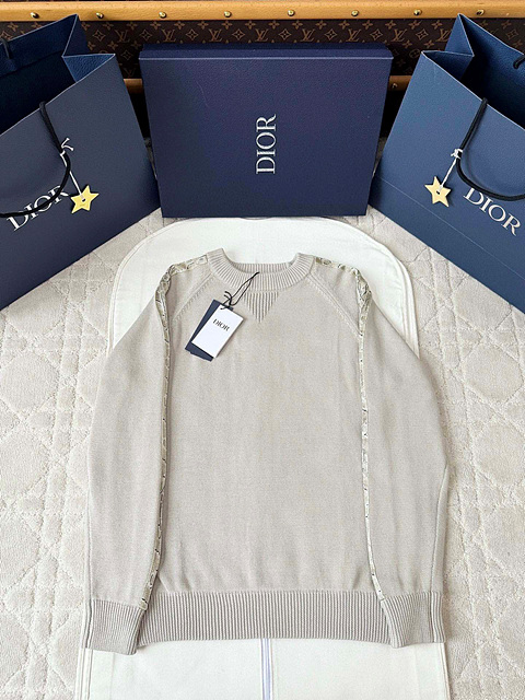 디올 오블리크 크루넥 니트 (남녀공용) (컬러 네이비, 베이지)