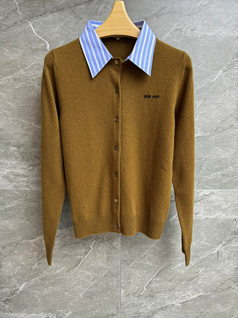 미우미우 셔츠 카라 니트 가디건