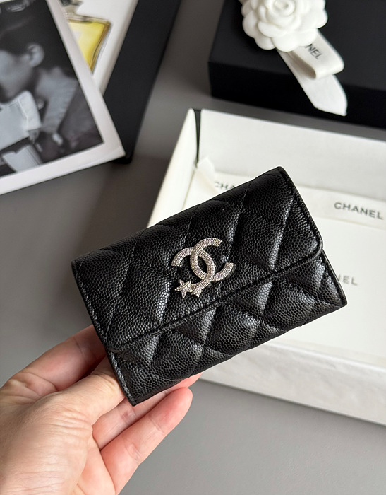 샤넬 25B CC 별 로고 캐비어 카드지갑 (컬러 블랙)