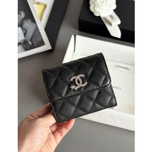 샤넬 25B CC 별 로고 캐비어 플랩 지갑 (컬러 블랙)
