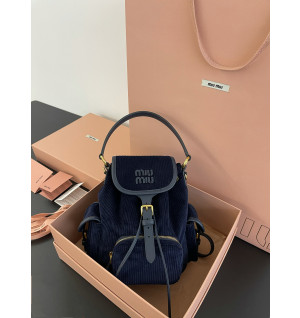 미우미우 코듀로이 백팩 미디움 / 라지 (컬러 네이비)