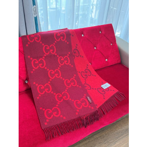 구찌 캐시미어 자카드 머플러 (컬러 레드)