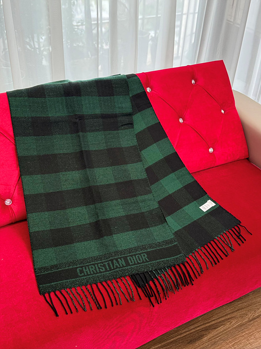 디올 체크 캐시미어 머플러 (컬러 그린)